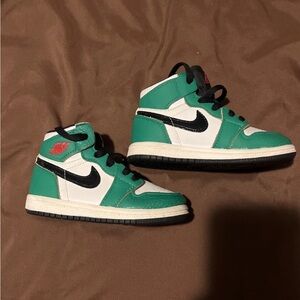 Green and White High-Top Sneakers